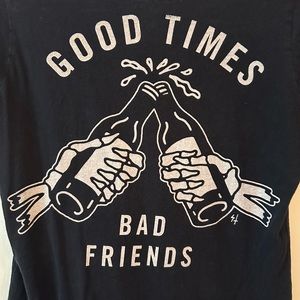 Women’s Sz M Sketchy Tank Good Times Bad Friends T-Shirt